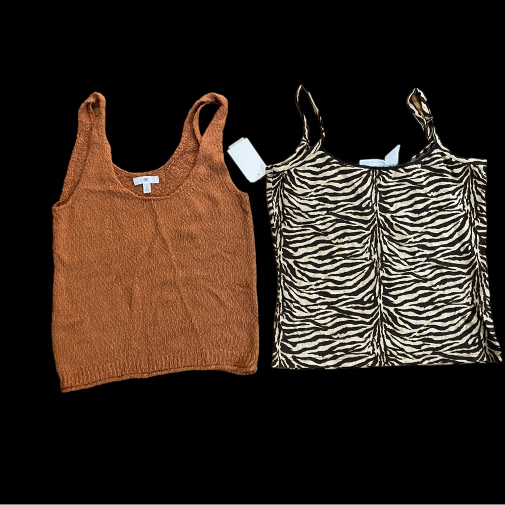 Lot ladies fall tanks rust sweater style brown animal print knit S XS layering